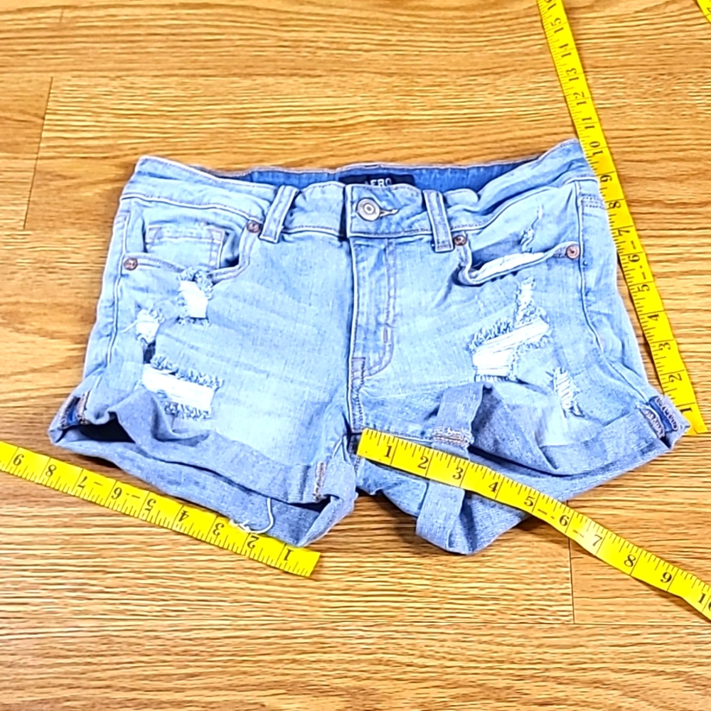 AEROPOSTALE LOWRISE MDI 6x3 GIRLS WOMENS PRE-OWNED DISTRESED FADED CUTOFF SHORTS